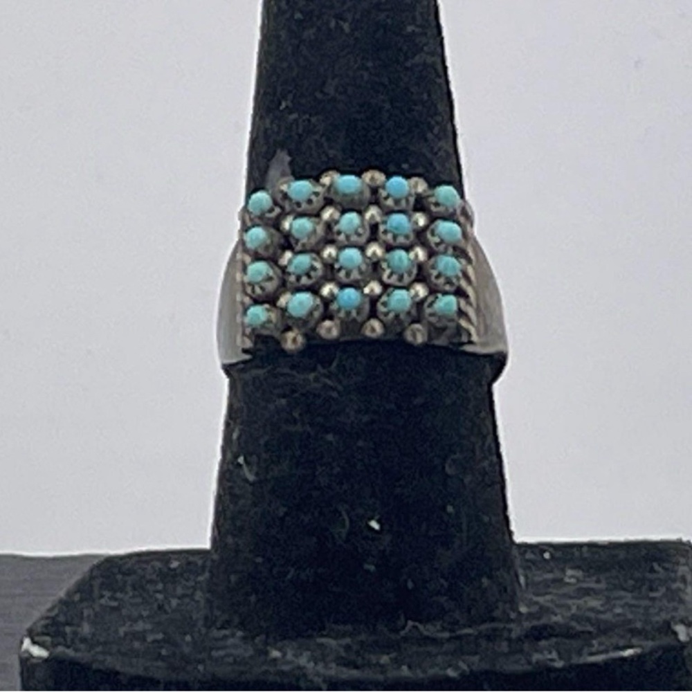 Vintage Sterling Silver Turquoise ring. Size 6. Signed S Haloo.